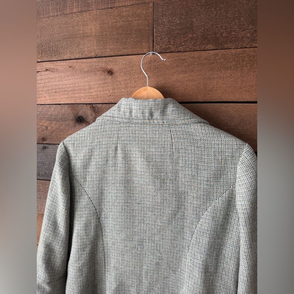 Vintage Blazer and Reversible Vest Set Green Textured Weave - Picture 9 of 15